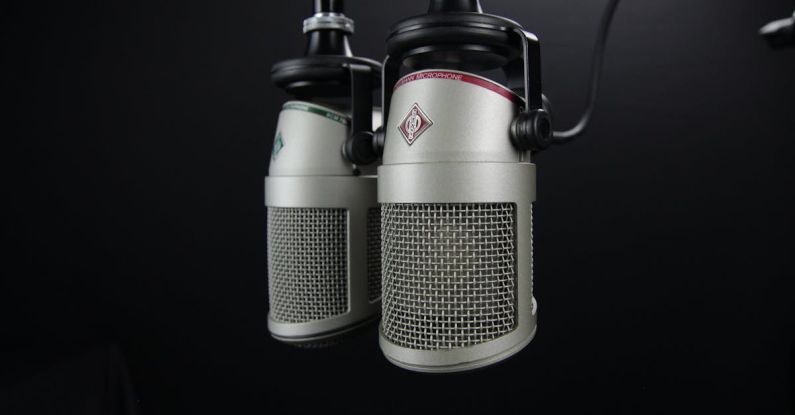 Battery Technology - Two Gray Condenser Microphones