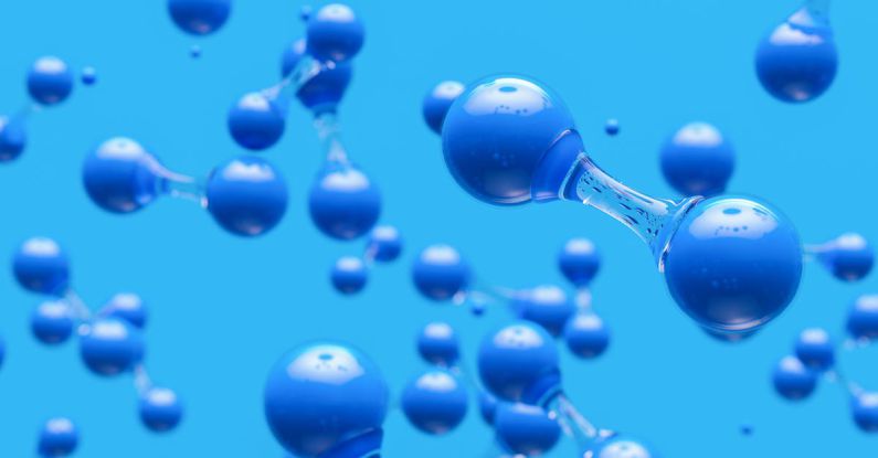 Hydrogen Cars - Hydrogen Molecules Against Blue Background